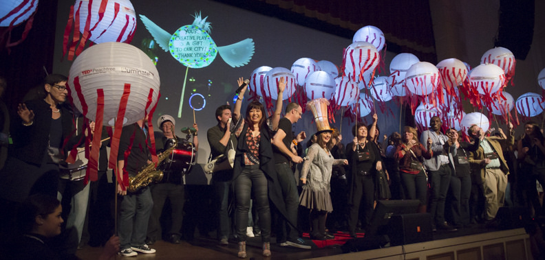 The grand finale at TEDxPeachtree. The lanterns fit the theme: "Illuminate."